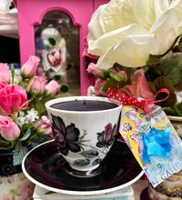 Load image into Gallery viewer, Beautiful Royal Albert Black Masquerade scented Soy Coffee Cup candle
