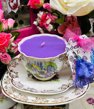 Load image into Gallery viewer, Beautiful Art Deco Scalloped Crinoline Lady Teacup scented Soy candle
