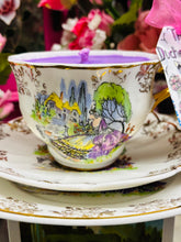 Load image into Gallery viewer, Beautiful Art Deco Scalloped Crinoline Lady Teacup scented Soy candle
