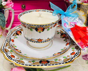 Art Deco Hand painted Melba Teacup Trio Soy Candle